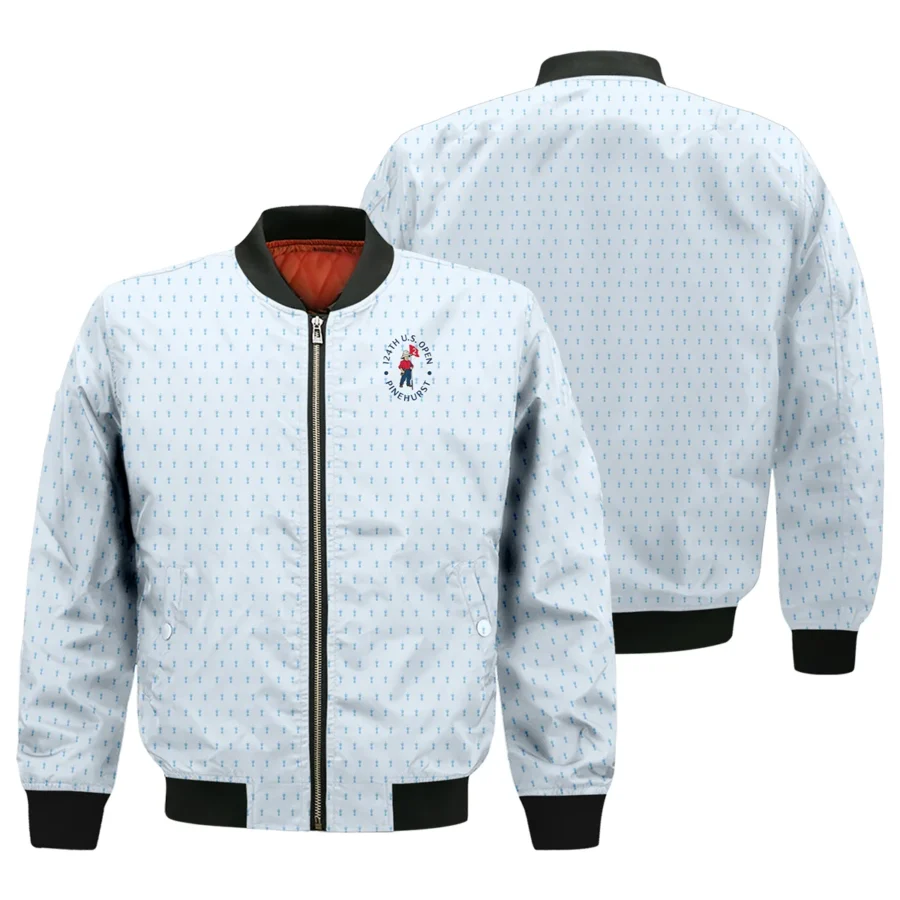 Golf Pattern Cup Light Blue Green 124th U.S. Open Pinehurst Bomber Jacket Style Classic Bomber Jacket