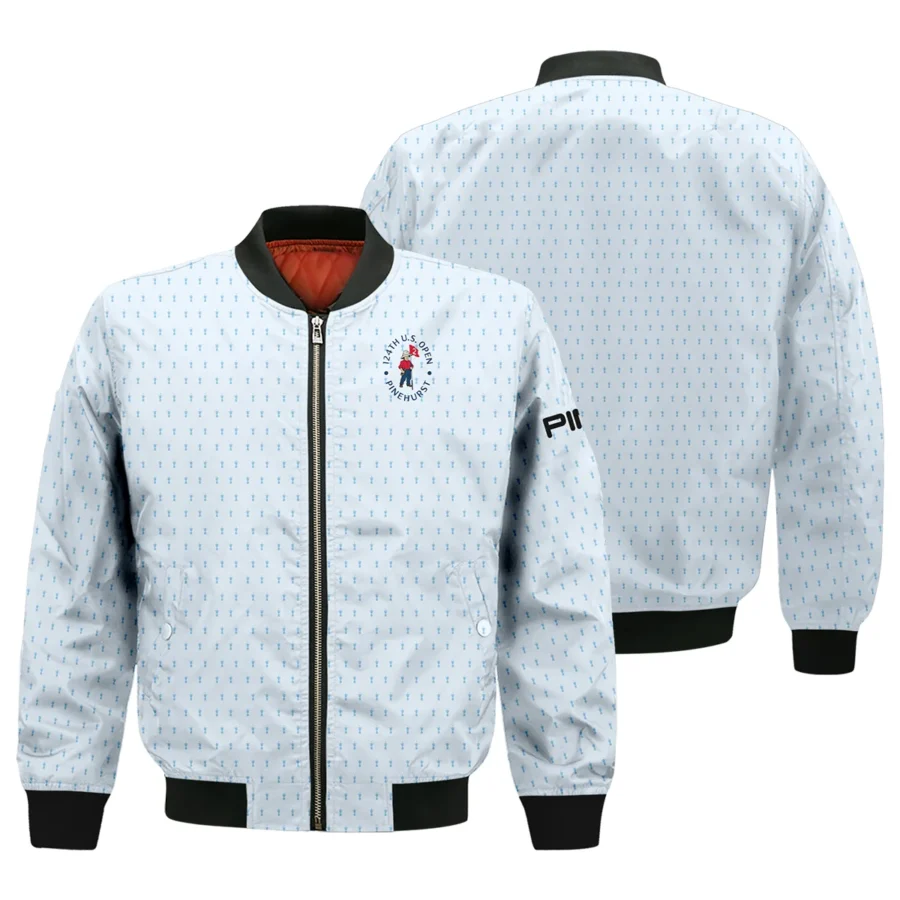 Golf Pattern Cup Light Blue Green 124th U.S. Open Pinehurst Ping Bomber Jacket Style Classic Bomber Jacket