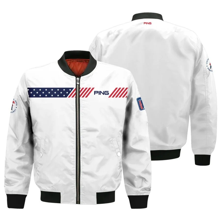 Golf Sport Flag American 124th U.S. Open Pinehurst Ping Bomber Jacket Style Classic Bomber Jacket