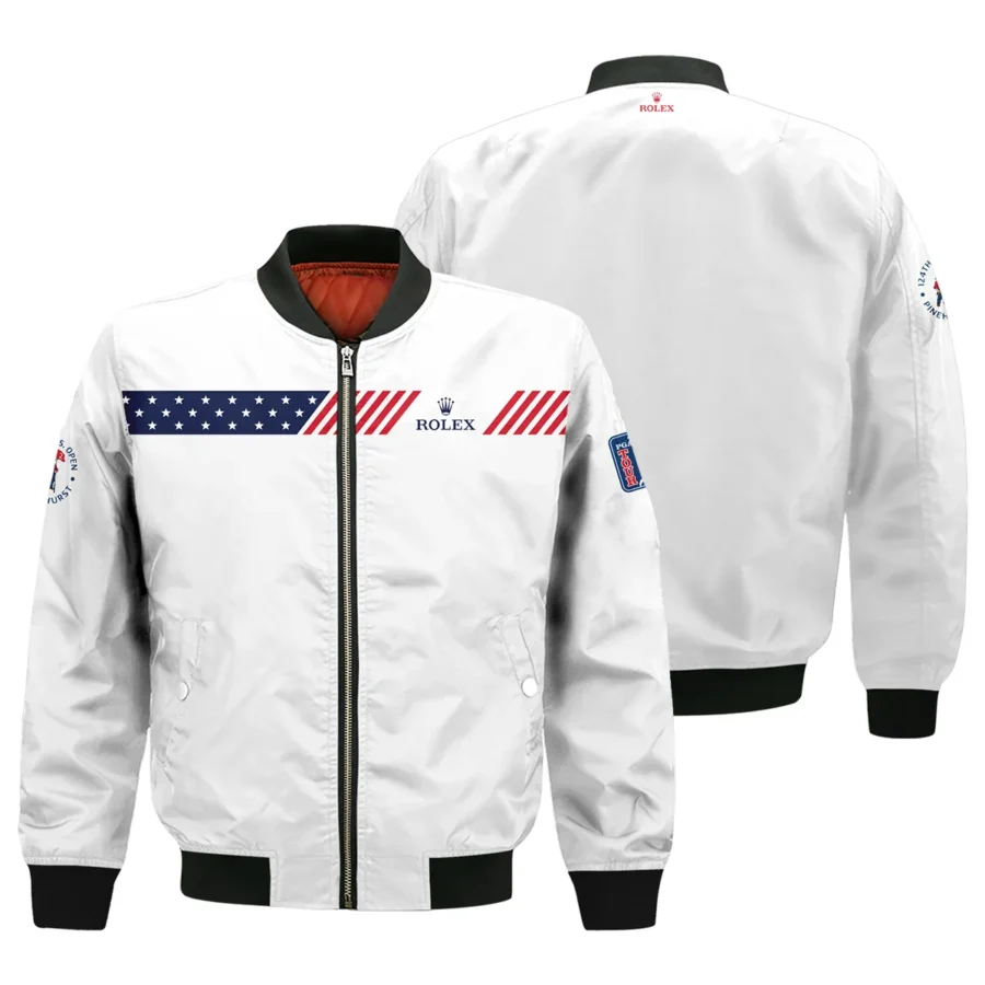 Golf Sport Flag American 124th U.S. Open Pinehurst Rolex Bomber Jacket Style Classic Bomber Jacket