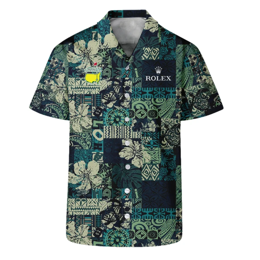 Masters Tournament Hawaiian Hibiscus And Tribal Element Fabric Rolex Hawaiian Shirt Style Classic Oversized Hawaiian Shirt