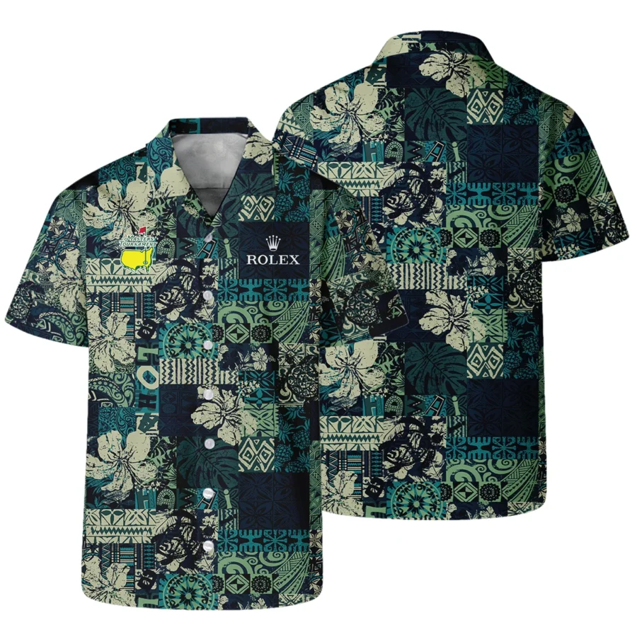 Masters Tournament Hawaiian Hibiscus And Tribal Element Fabric Rolex Hawaiian Shirt Style Classic Oversized Hawaiian Shirt