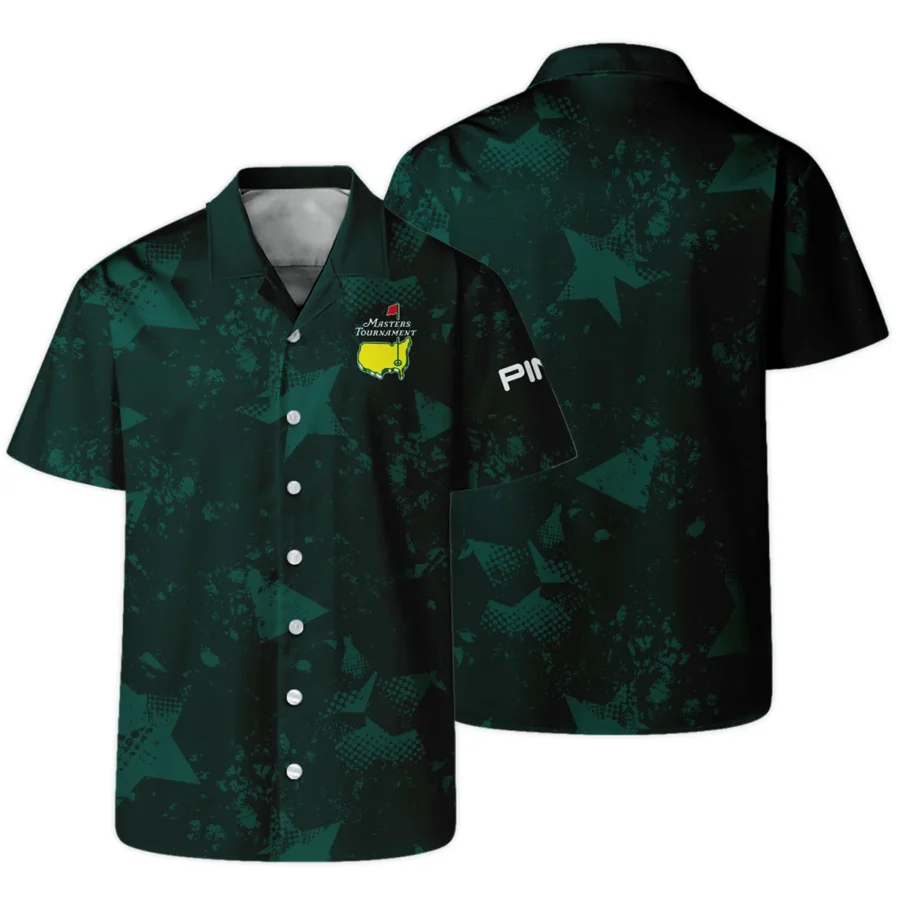 Dark Green Grunge Stars Pattern Golf Masters Tournament Ping Hawaiian Shirt Style Classic Oversized Hawaiian Shirt