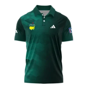 Adidas Golf Sport Dark Green Gradient Abstract Background Masters Tournament Zipper Polo Shirt Style Classic Zipper Polo Shirt For Men