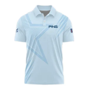 124th U.S. Open Pinehurst Golf Star Line Pattern Light Blue Rolex Polo Shirt Mandarin Collar Polo Shirt