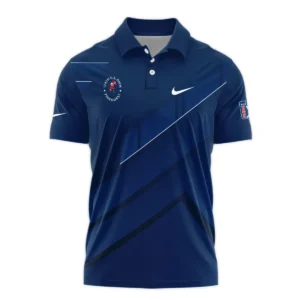 Nike 124th U.S. Open Pinehurst Blue Gradient With White Straight Line Zipper Polo Shirt Style Classic Zipper Polo Shirt For Men