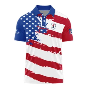 Callaway US Flag Blue Red Stars 124th U.S. Open Pinehurst Polo Shirt Mandarin Collar Polo Shirt