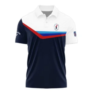 124th U.S. Open Pinehurst Golf Blue Red Line White Pattern Callaway Zipper Polo Shirt Style Classic Zipper Polo Shirt For Men