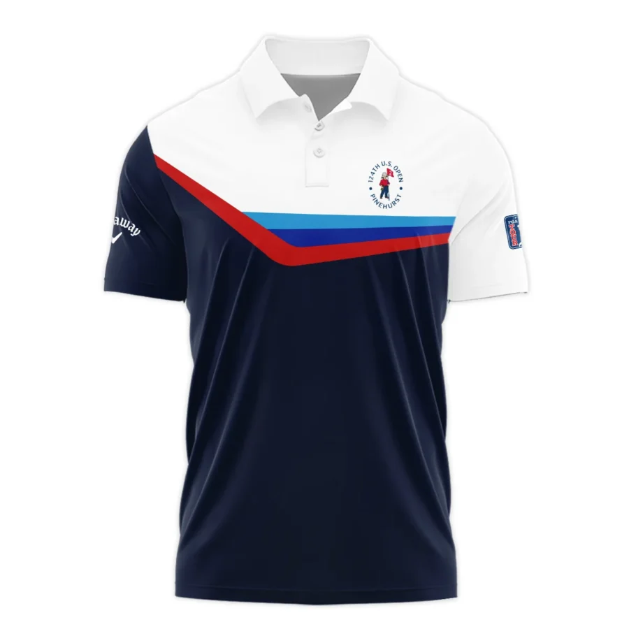 124th U.S. Open Pinehurst Golf Blue Red Line White Pattern Callaway Polo Shirt Style Classic Polo Shirt For Men