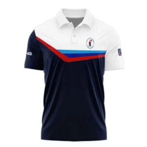 124th U.S. Open Pinehurst Golf Blue Red Line White Pattern Ping Zipper Polo Shirt Style Classic Zipper Polo Shirt For Men