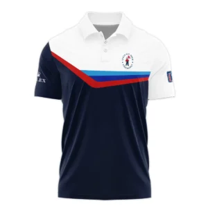 124th U.S. Open Pinehurst Golf Blue Red Line White Pattern Callaway Polo Shirt Mandarin Collar Polo Shirt