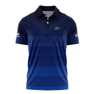 Straight Line Dark Blue Background US Open Tennis Champions Lacoste Zipper Polo Shirt Style Classic Zipper Polo Shirt For Men