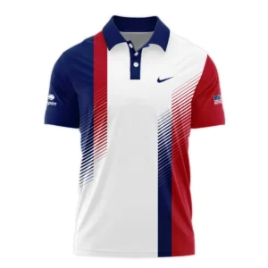 Adidas Blue Red Straight Line White US Open Tennis Champions Short Sleeve Round Neck Polo Shirts