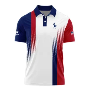 Ralph Lauren Blue Red Straight Line White US Open Tennis Champions Zipper Polo Shirt Style Classic Zipper Polo Shirt For Men