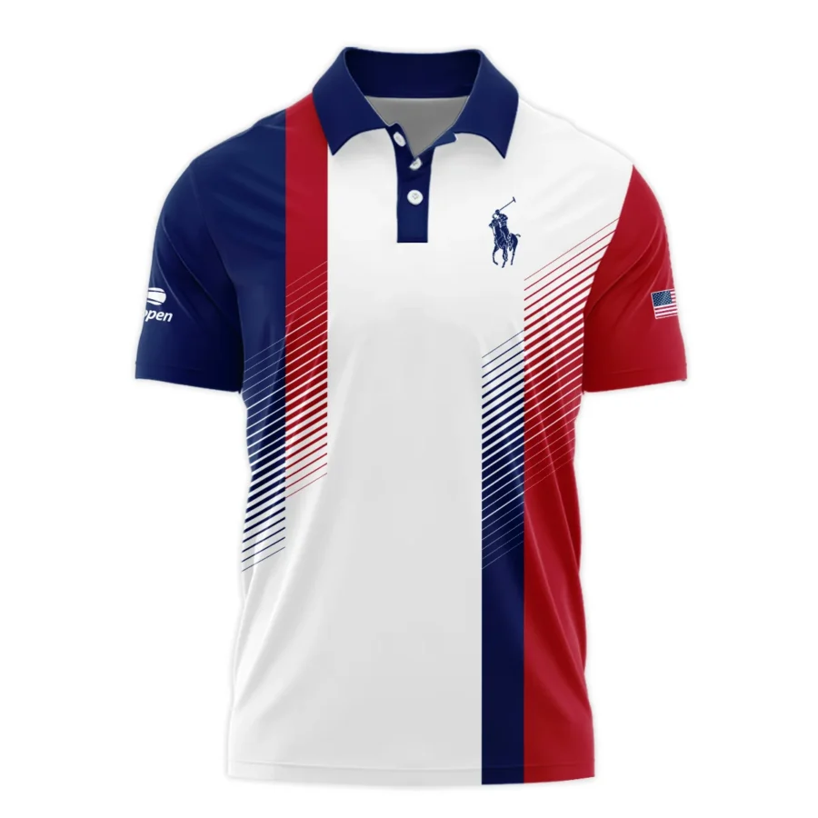 Ralph Lauren Blue Red Straight Line White US Open Tennis Champions Polo Shirt Style Classic Polo Shirt For Men