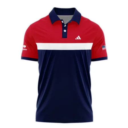 Adidas Blue Red White Background US Open Tennis Champions Mandarin collar Quater-Zip Long Sleeve