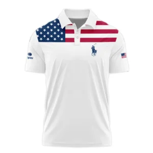 US Open Tennis Champions Ralph Lauren USA Flag White Zipper Polo Shirt Style Classic Zipper Polo Shirt For Men