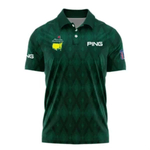 Green Fabric Ikat Diamond pattern Masters Tournament Rolex Vneck Long Polo Shirt Style Classic Long Polo Shirt For Men