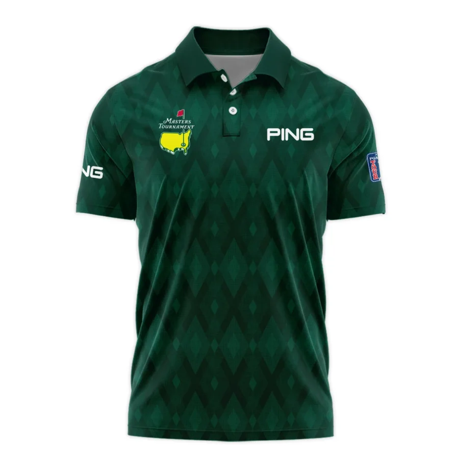 Green Fabric Ikat Diamond pattern Masters Tournament Ping Polo Shirt Style Classic Polo Shirt For Men