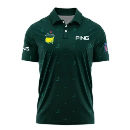 Dark Green Pattern In Retro Style With Logo Masters Tournament Ping Polo Shirt Style Classic Polo Shirt For Men