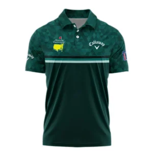 Dark Green Triangle Mosaic Pattern Masters Tournament Callaway Zipper Polo Shirt Style Classic Zipper Polo Shirt For Men