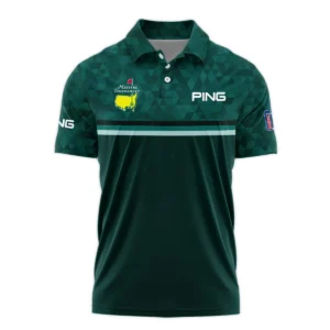 Dark Green Triangle Mosaic Pattern Masters Tournament Ping Zipper Polo Shirt Style Classic Zipper Polo Shirt For Men