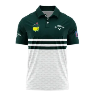 Dark Green Mix White With Logo Pattern Masters Tournament Callaway Zipper Polo Shirt Style Classic Zipper Polo Shirt For Men