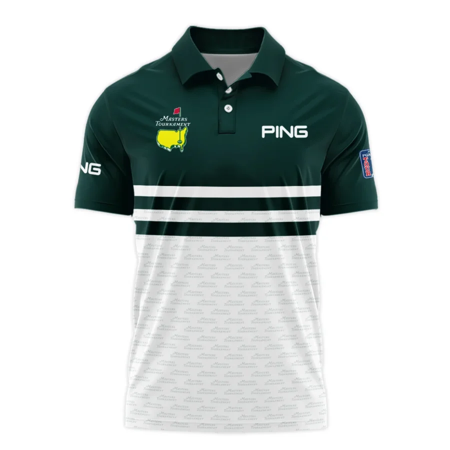 Dark Green Mix White With Logo Pattern Masters Tournament Ping Polo Shirt Style Classic Polo Shirt For Men