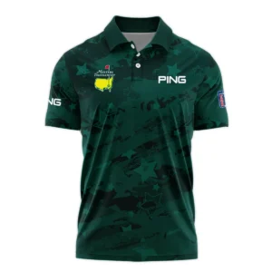 Dark Green Stars Pattern Grunge Background Masters Tournament Ping Zipper Polo Shirt Style Classic Zipper Polo Shirt For Men