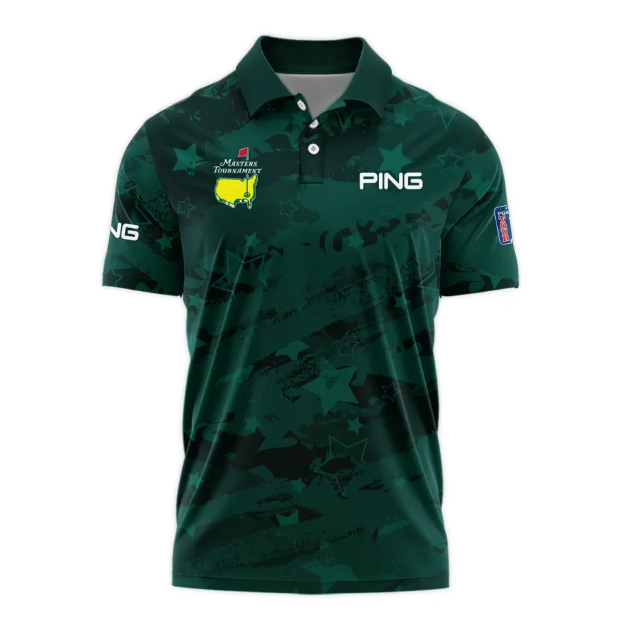 Dark Green Stars Pattern Grunge Background Masters Tournament Ping Polo Shirt Style Classic Polo Shirt For Men