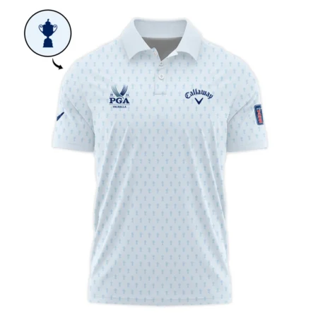 Golf Pattern Cup White Mix Light Blue 2024 PGA Championship Valhalla Callaway Vneck Long Polo Shirt Style Classic Long Polo Shirt For Men