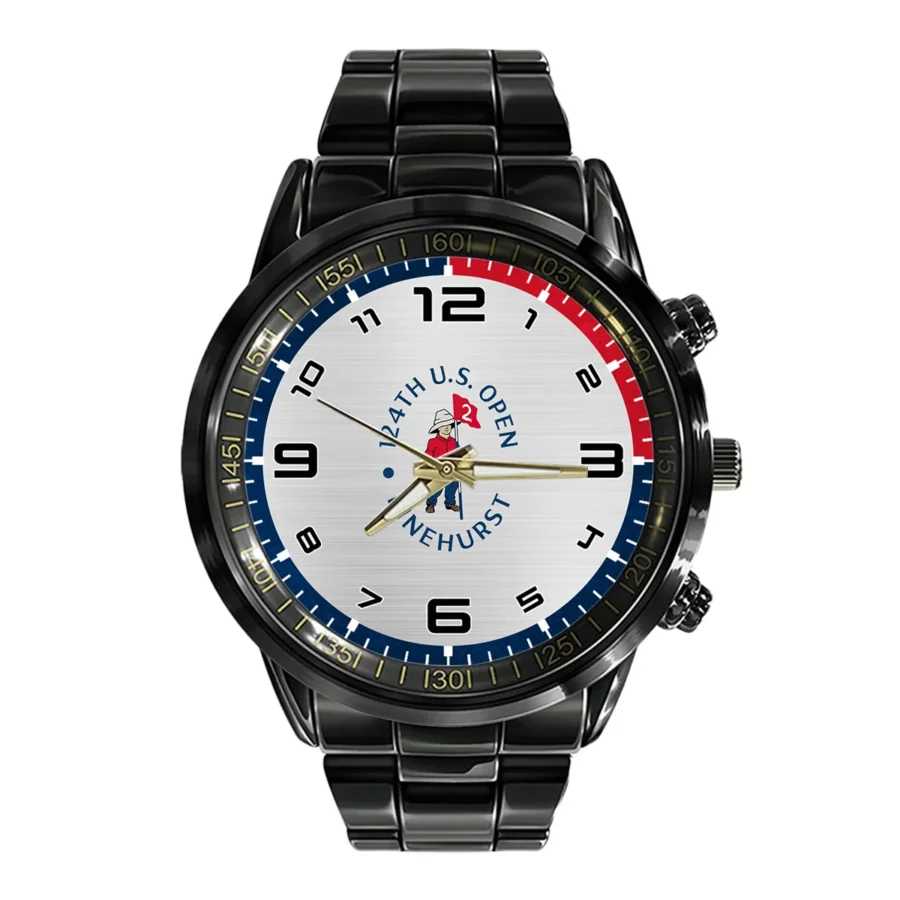 Metalic Pattern 124th U.S. Open Pinehurst Black Stainless Steel Watch Style Classic