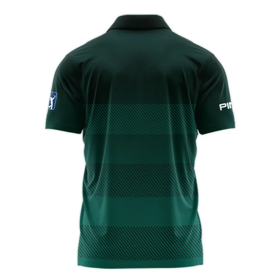 Ping Masters Tournament Dark Green Gradient Stripes Pattern Golf Sport Zipper Polo Shirt Style Classic Zipper Polo Shirt For Men