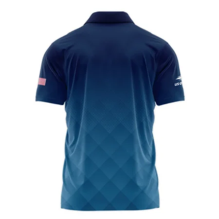 Ralph Lauren Blue Abstract Background US Open Tennis Champions Zipper Polo Shirt Style Classic Zipper Polo Shirt For Men