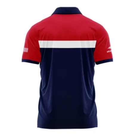 Adidas Blue Red White Background US Open Tennis Champions Zipper Polo Shirt Style Classic Zipper Polo Shirt For Men