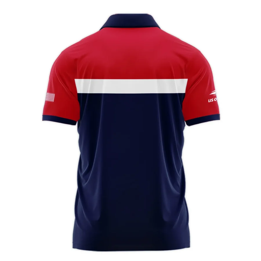 Ralph Lauren Blue Red White Background US Open Tennis Champions Zipper Polo Shirt Style Classic Zipper Polo Shirt For Men