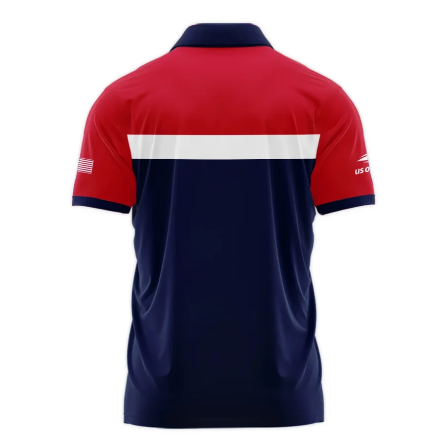 Under Armour Blue Red White Background US Open Tennis Champions Zipper Polo Shirt Style Classic Zipper Polo Shirt For Men