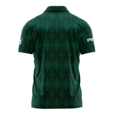 Green Fabric Ikat Diamond pattern Masters Tournament Ping Zipper Polo Shirt Style Classic Zipper Polo Shirt For Men