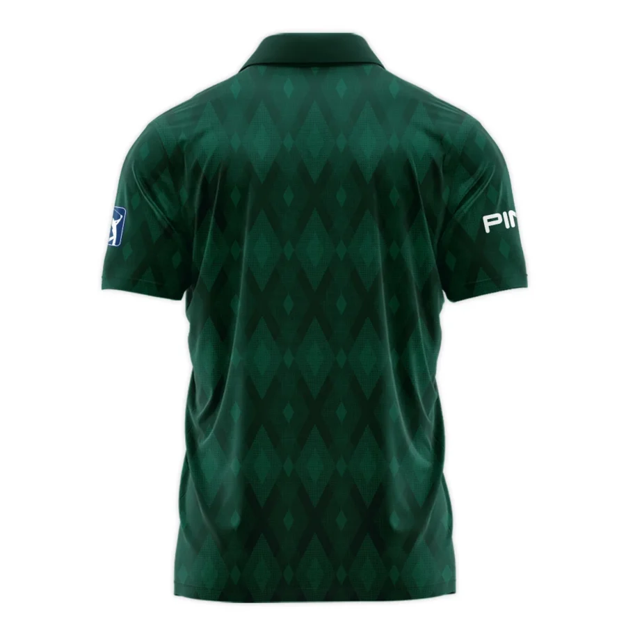 Green Fabric Ikat Diamond pattern Masters Tournament Ping Polo Shirt Style Classic Polo Shirt For Men