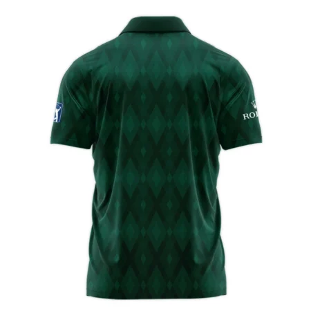 Green Fabric Ikat Diamond pattern Masters Tournament Rolex Zipper Polo Shirt Style Classic Zipper Polo Shirt For Men