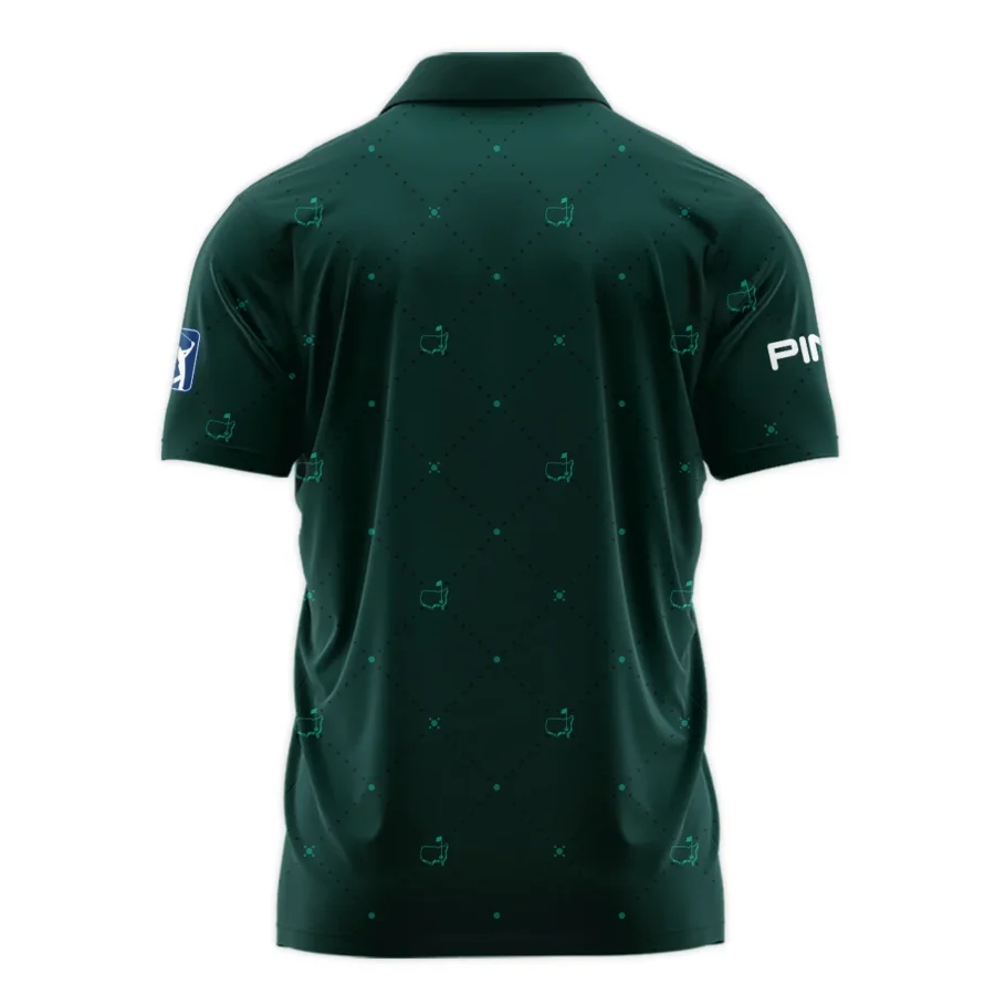 Dark Green Pattern In Retro Style With Logo Masters Tournament Ping Zipper Polo Shirt Style Classic Zipper Polo Shirt For Men