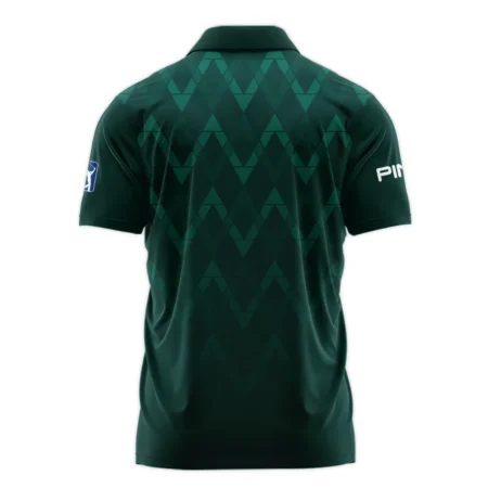 Abstract Dark Green Zigzag Background Masters Tournament Ping Zipper Polo Shirt Style Classic Zipper Polo Shirt For Men