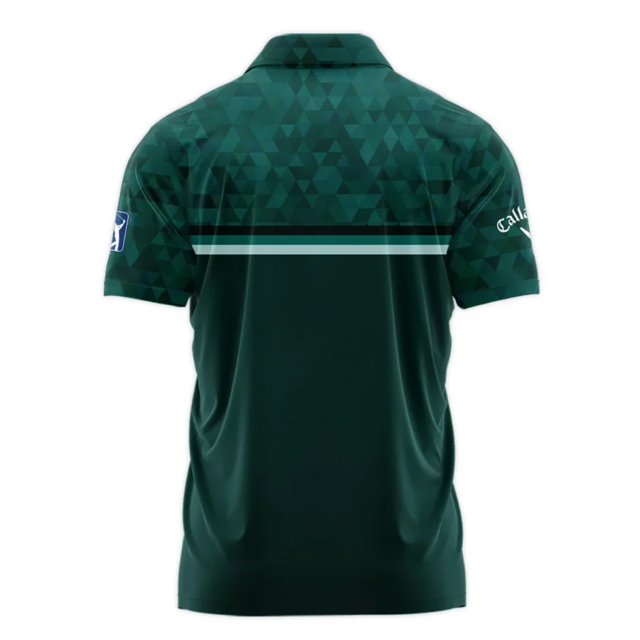 Dark Green Triangle Mosaic Pattern Masters Tournament Callaway Zipper Polo Shirt Style Classic Zipper Polo Shirt For Men