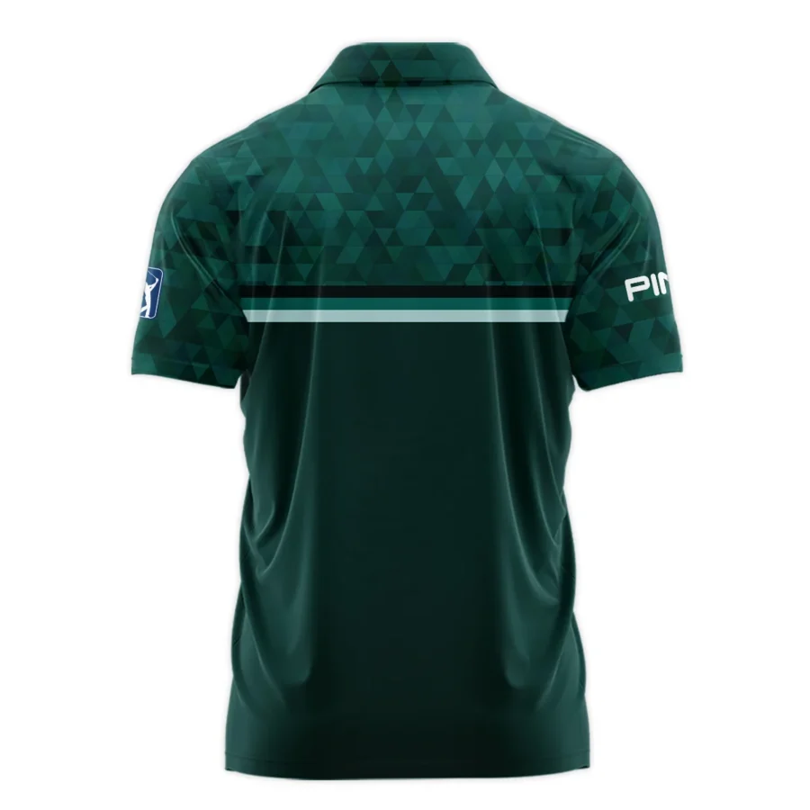 Dark Green Triangle Mosaic Pattern Masters Tournament Ping Polo Shirt Style Classic Polo Shirt For Men