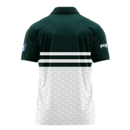 Dark Green Mix White With Logo Pattern Masters Tournament Ping Zipper Polo Shirt Style Classic Zipper Polo Shirt For Men