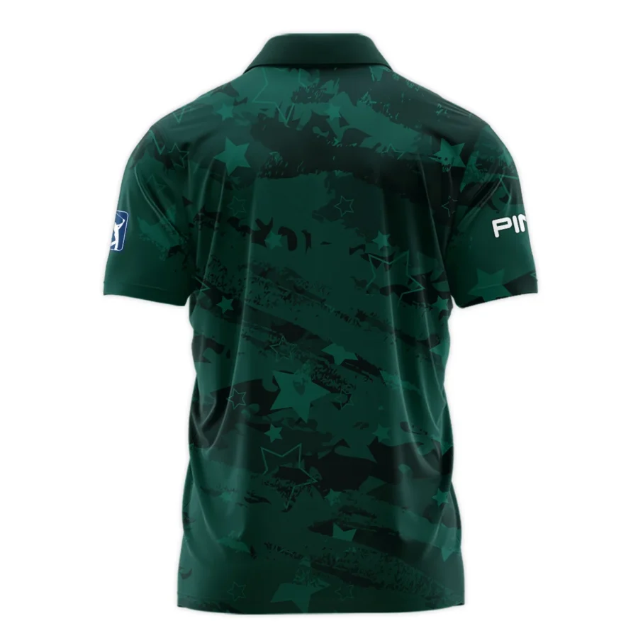 Dark Green Stars Pattern Grunge Background Masters Tournament Ping Zipper Polo Shirt Style Classic Zipper Polo Shirt For Men