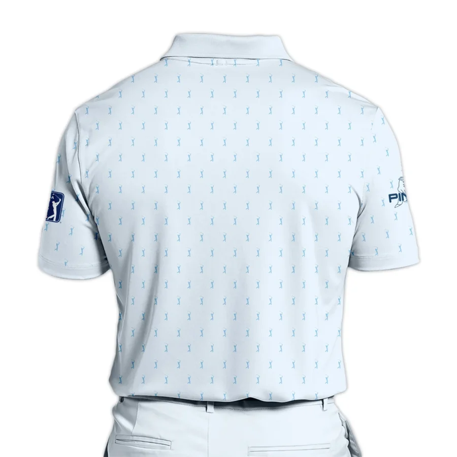 Golf Pattern Light Blue THE PLAYERS Championship Ping Zipper Polo Shirt Style Classic Zipper Polo Shirt For Men