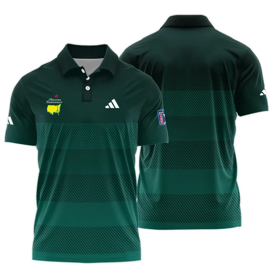 Adidas Masters Tournament Dark Green Gradient Stripes Pattern Golf Sport Polo Shirt Style Classic Polo Shirt For Men