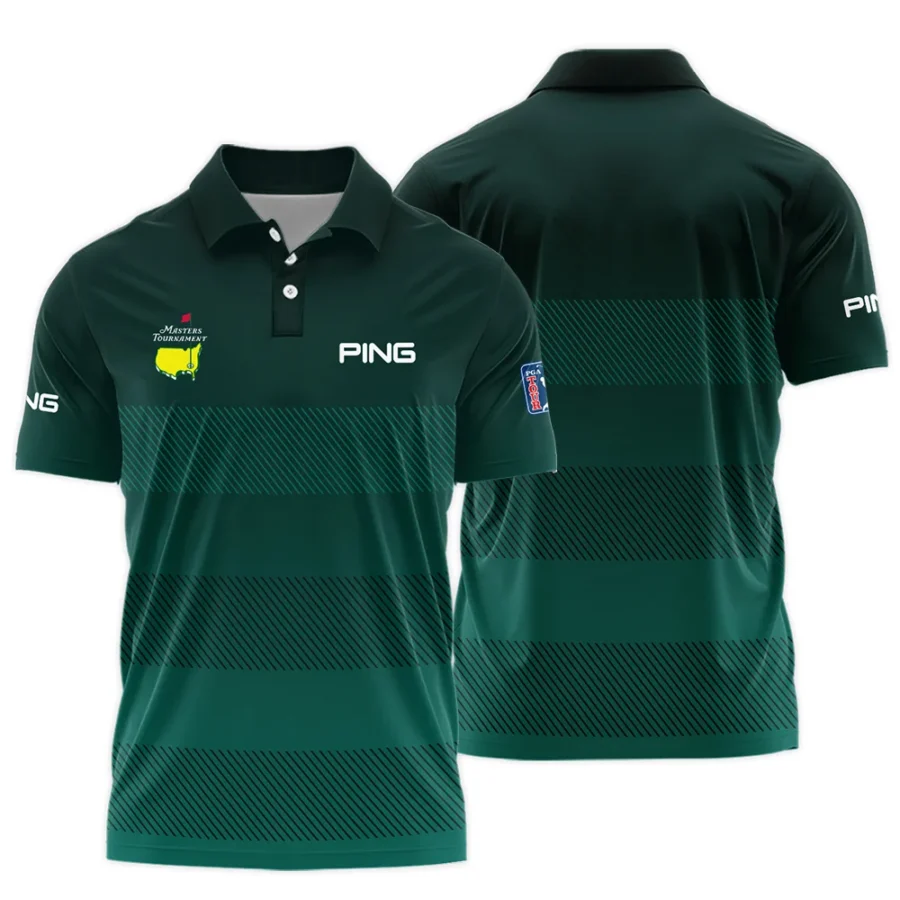 Ping Masters Tournament Dark Green Gradient Stripes Pattern Golf Sport Polo Shirt Style Classic Polo Shirt For Men