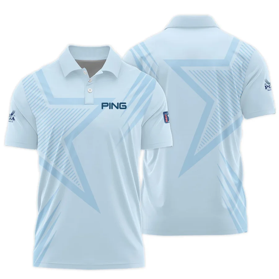 2024 PGA Championship Valhalla Golf Star Line Pattern Light Blue Ping Polo Shirt Style Classic Polo Shirt For Men